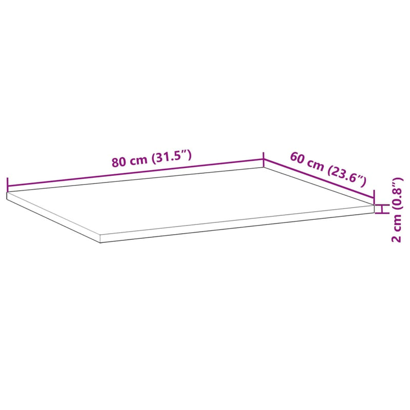 vidaXL olajbevonatú tömör akácfa fürdőszobapult 80 x 60 x 2 cm