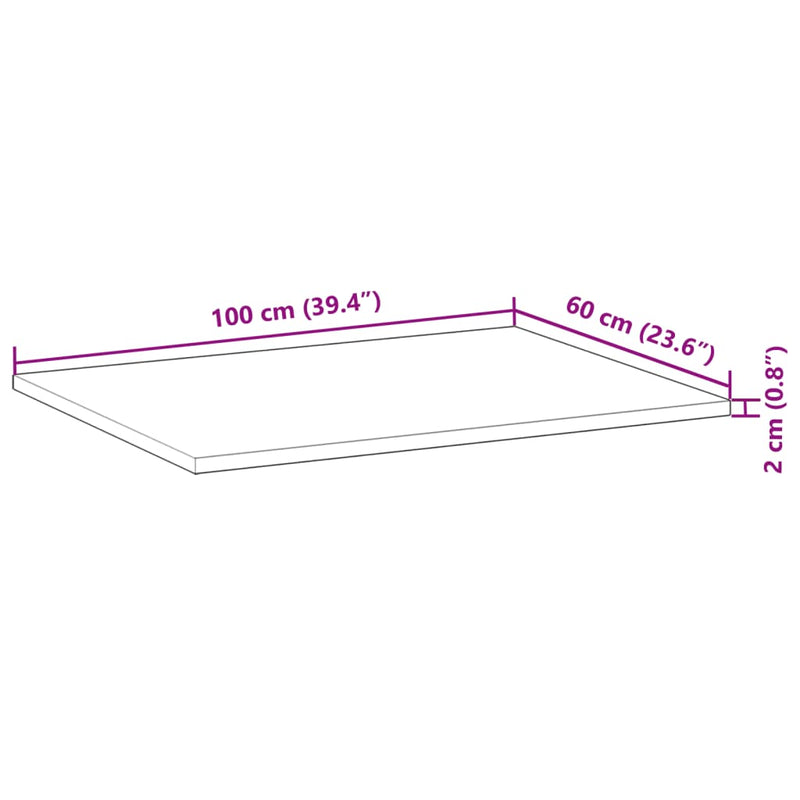 vidaXL olajbevonatú tömör akácfa fürdőszobapult 100 x 60 x 2 cm