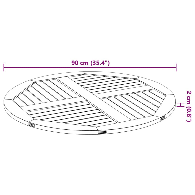 vidaXL tömör akácfa kerek asztallap Ø90 x 2,2 cm