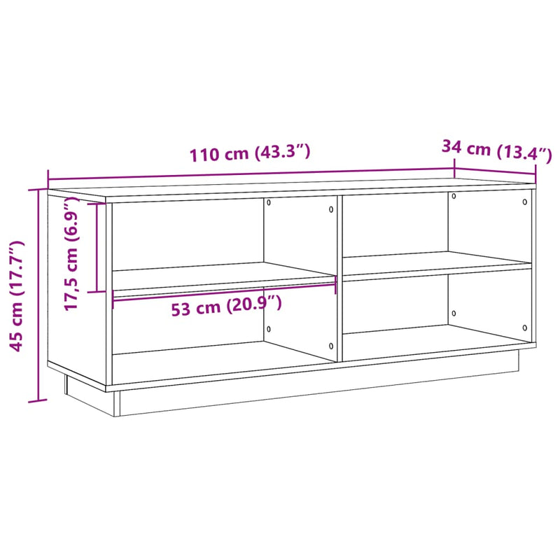 vidaXL viaszbarna tömör fenyőfa cipőszekrény 110 x 34 x 45 cm