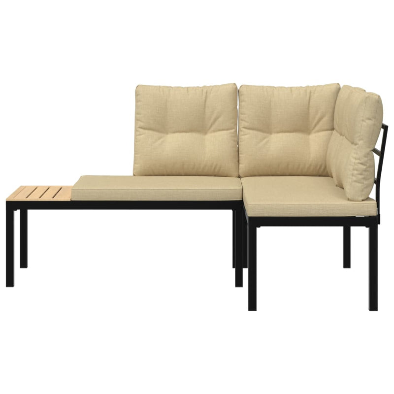 vidaXL 2 db fekete porszórt acél kerti pad párnával