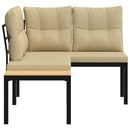 vidaXL 2 db fekete porszórt acél kerti pad párnával