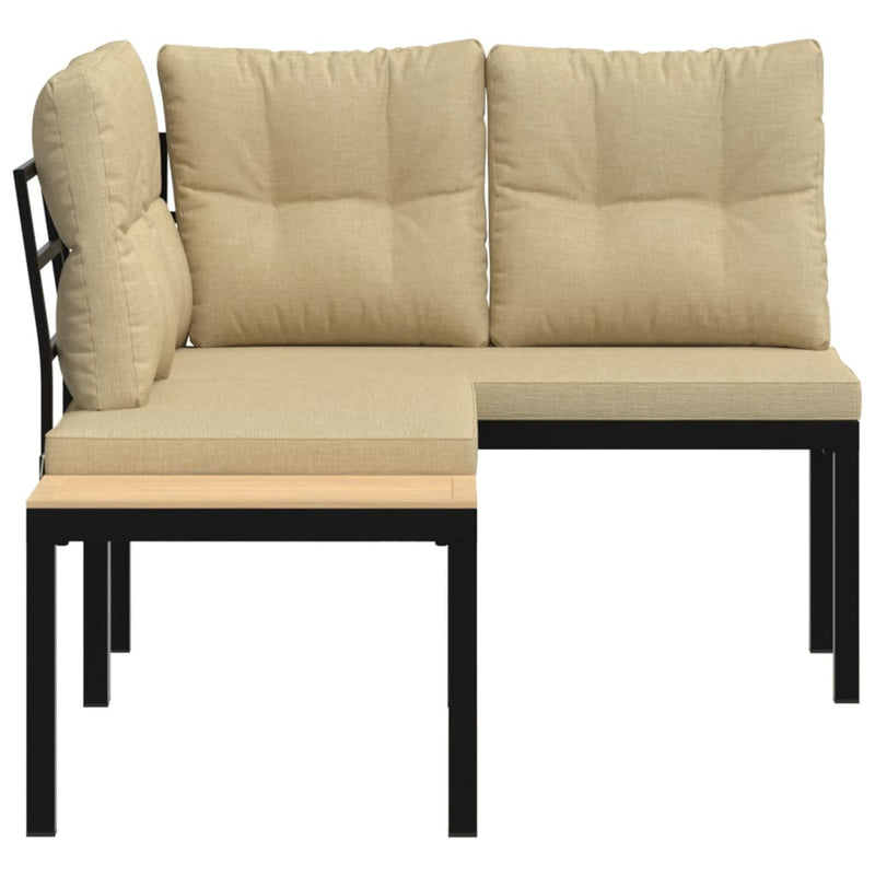 vidaXL 2 db fekete porszórt acél kerti pad párnával