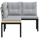 vidaXL 2 db fekete porszórt acél kerti pad párnával