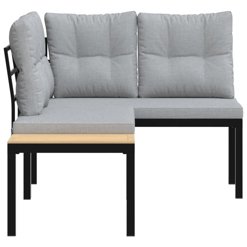 vidaXL 2 db fekete porszórt acél kerti pad párnával