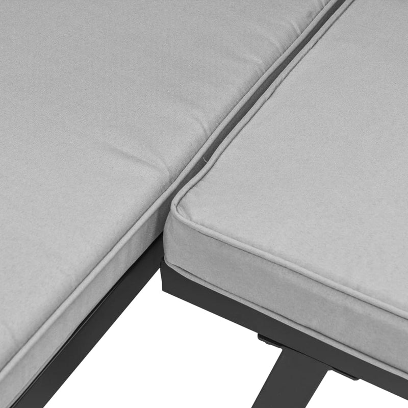 vidaXL 2 db fekete porszórt acél kerti pad párnával