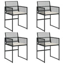 vidaXL 4 db fekete polyrattan kerti szék párnával