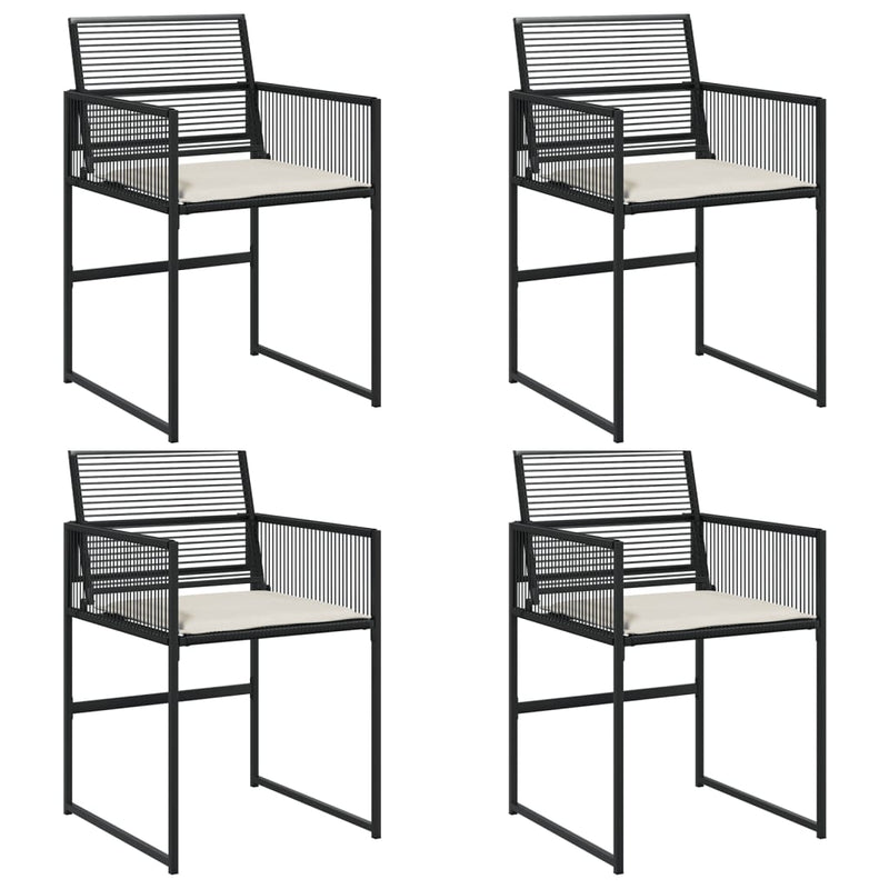 vidaXL 4 db fekete polyrattan kerti szék párnával