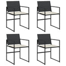 vidaXL 4 db fekete polyrattan kerti szék párnával
