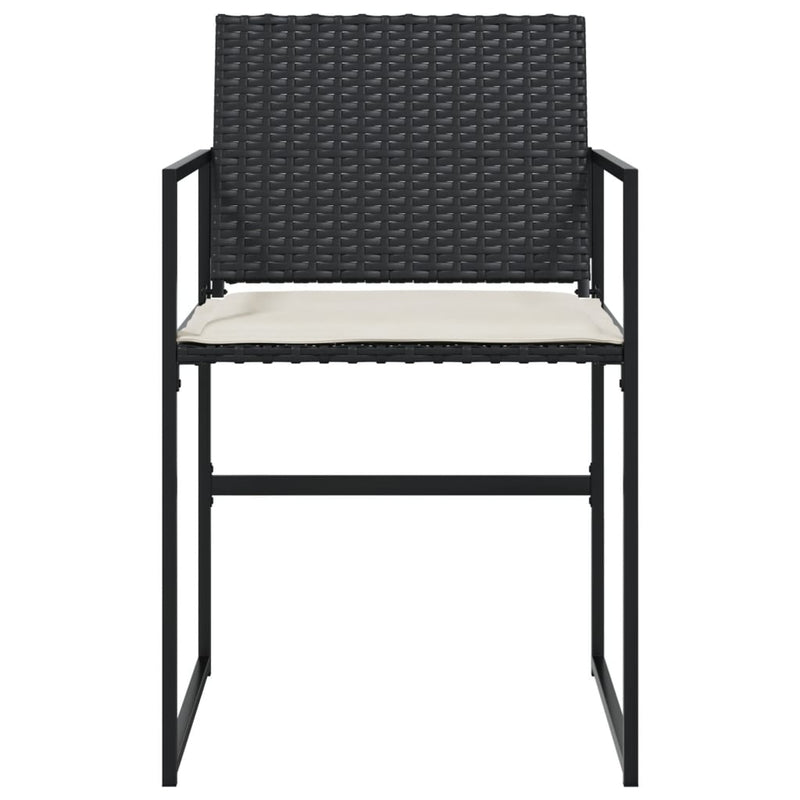 vidaXL 4 db fekete polyrattan kerti szék párnával