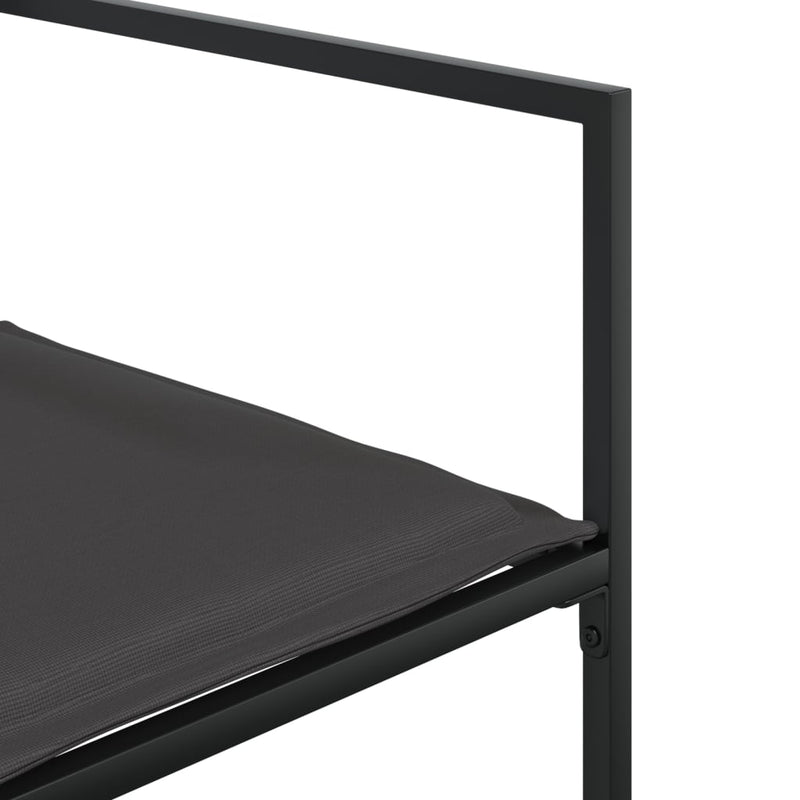 vidaXL 4 db fekete acél és textilén kerti szék párnákkal