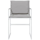 vidaXL 4 db fehér acél és textilén kerti szék párnákkal