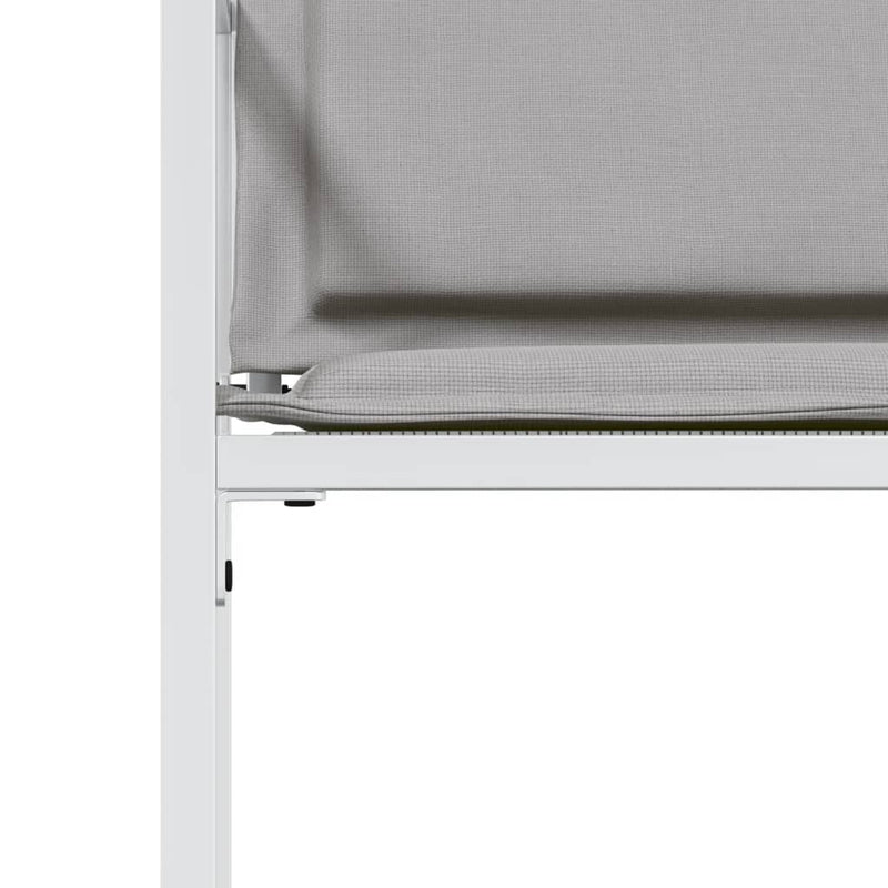 vidaXL 4 db fehér acél és textilén kerti szék párnákkal