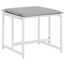 vidaXL 4 db fehér acél és textilén kerti ülőke párnákkal