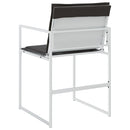 vidaXL 4 db fehér acél és textilén kerti szék párnákkal