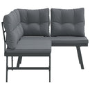 vidaXL 2 db fekete porszórt acél kerti pad párnával