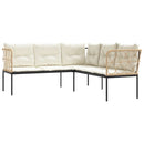 vidaXL fekete acél és textilén L-alakú kerti kanapé párnákkal