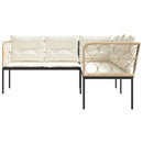 vidaXL fekete acél és textilén L-alakú kerti kanapé párnákkal