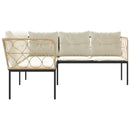 vidaXL fekete acél és textilén L-alakú kerti kanapé párnákkal