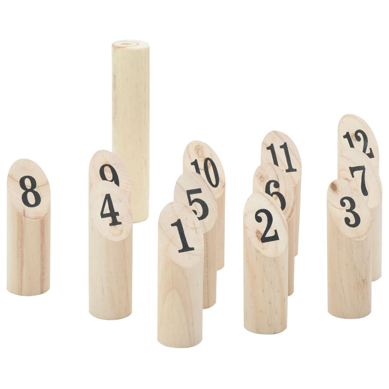 vidaXL 13 darabos tömör fenyőfa Kubb játékszett hordtáskával