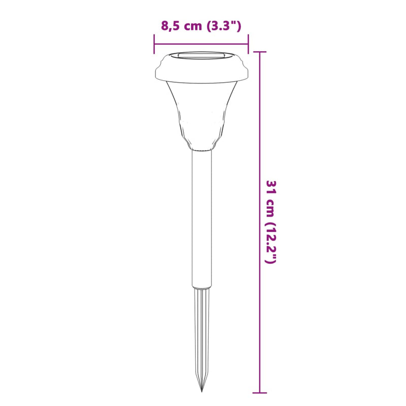 vidaXL 12 db fehér napelemes ösvény lámpa tüskével