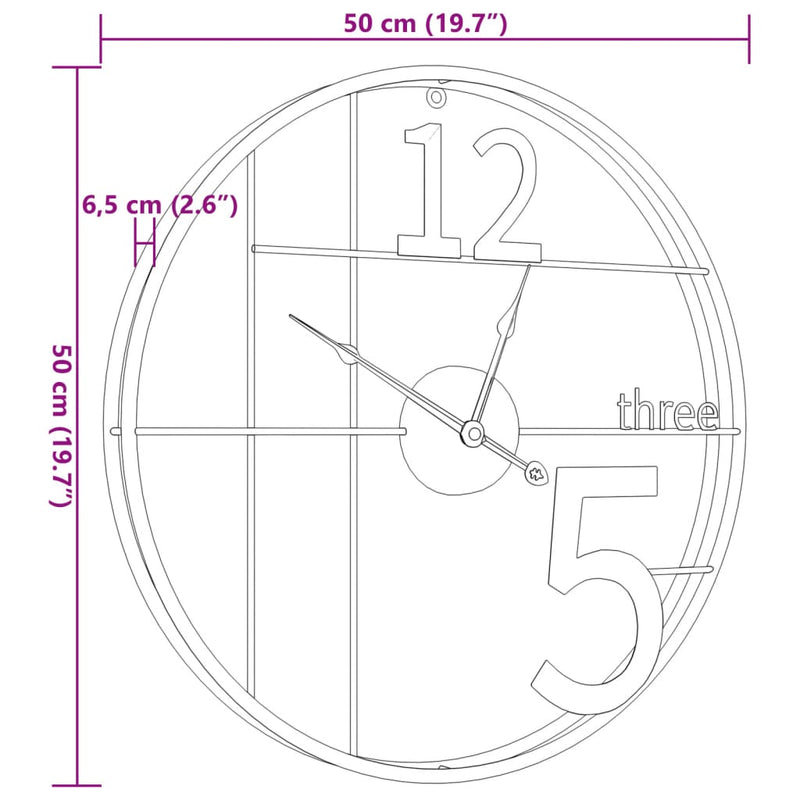 vidaXL aranyszínű vas falióra Ø50 cm