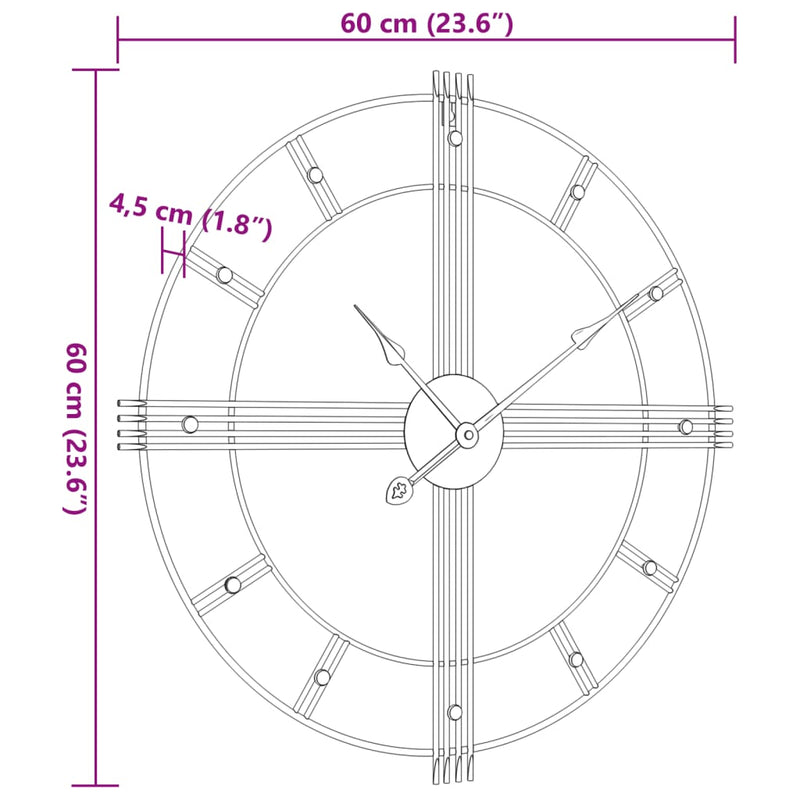 vidaXL fekete vas falióra Ø60 cm