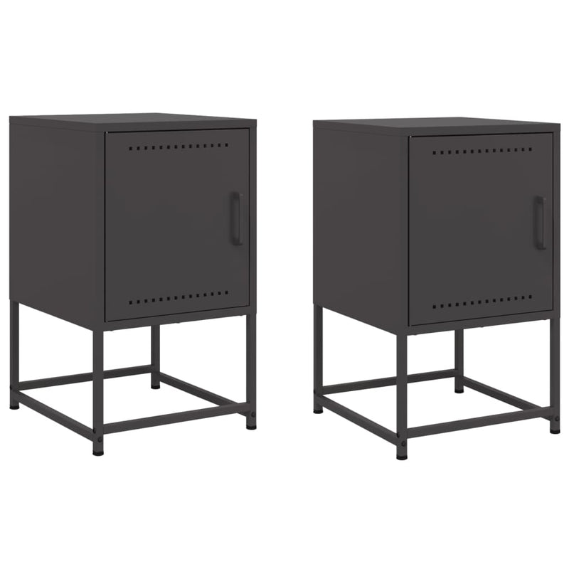 vidaXL 2 db fekete acél éjjeliszekrény 36x39x60,5 cm