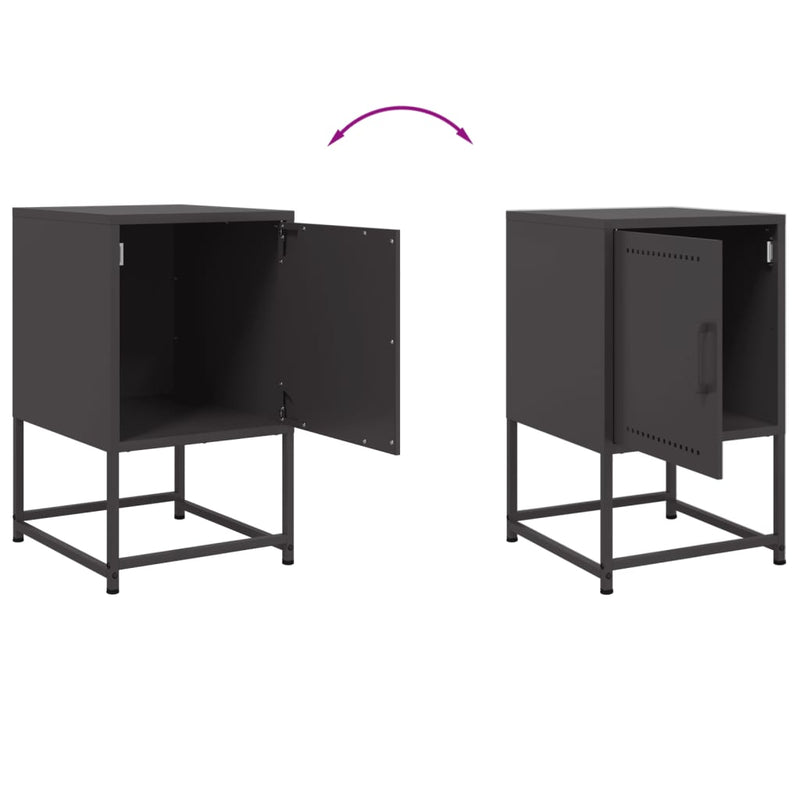 vidaXL 2 db fekete acél éjjeliszekrény 36x39x60,5 cm