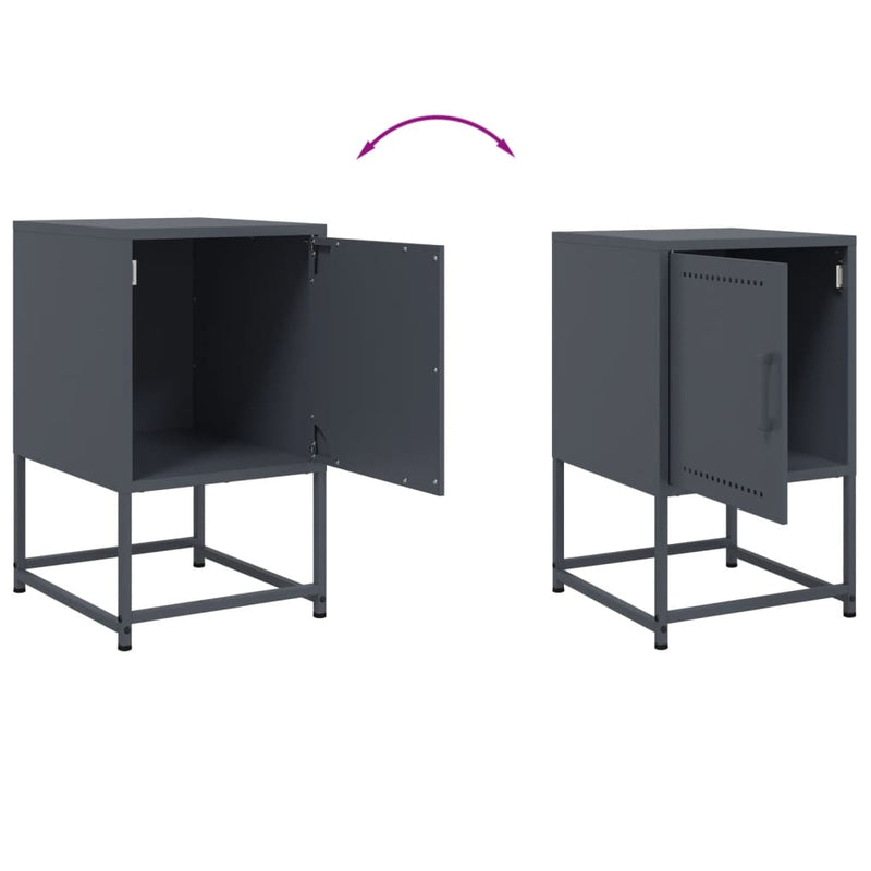 vidaXL 2 db antracitszürke acél éjjeliszekrény 36x39x60,5 cm