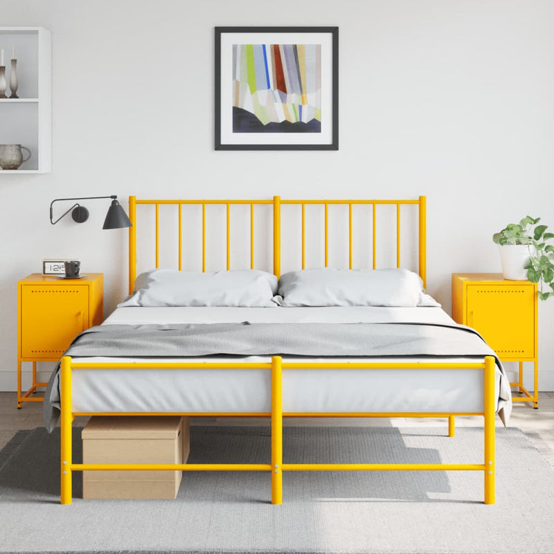 vidaXL 2 db mustársárga acél éjjeliszekrény 36x39x60,5 cm