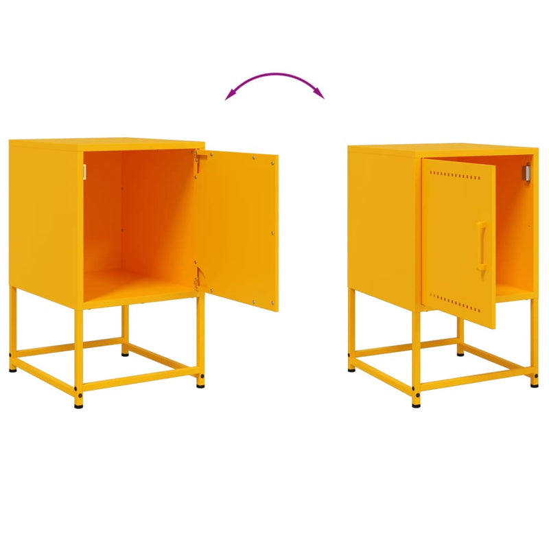 vidaXL 2 db mustársárga acél éjjeliszekrény 36x39x60,5 cm
