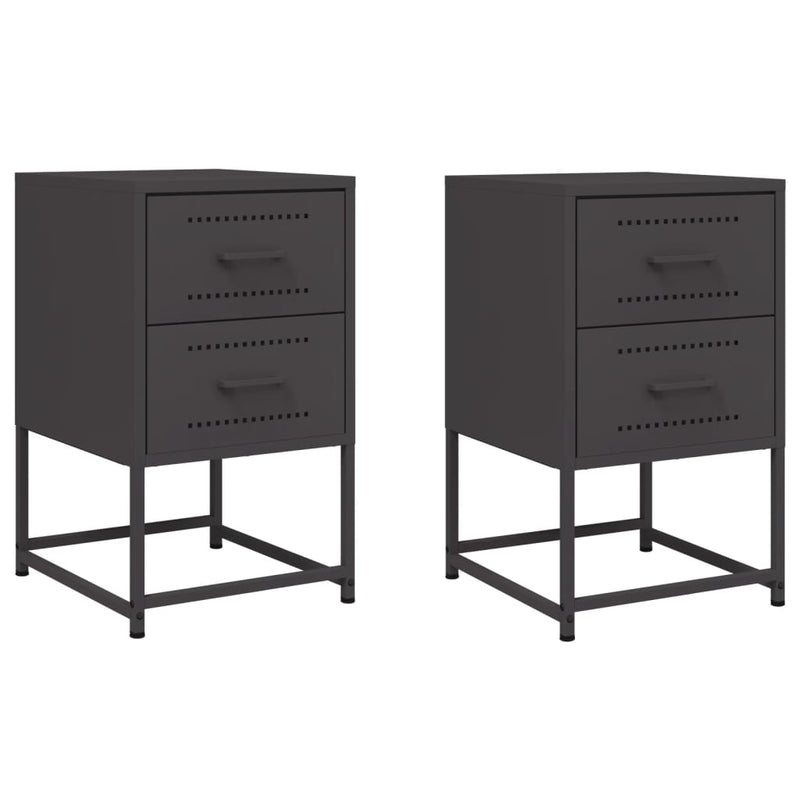 vidaXL 2 db fekete acél éjjeliszekrény 36x39x60,5 cm