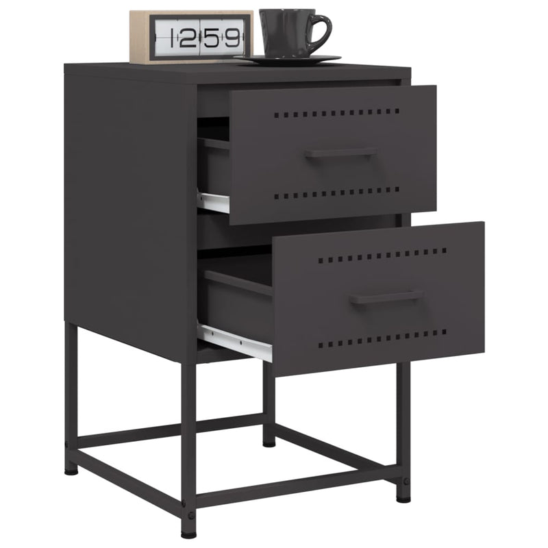 vidaXL 2 db fekete acél éjjeliszekrény 36x39x60,5 cm