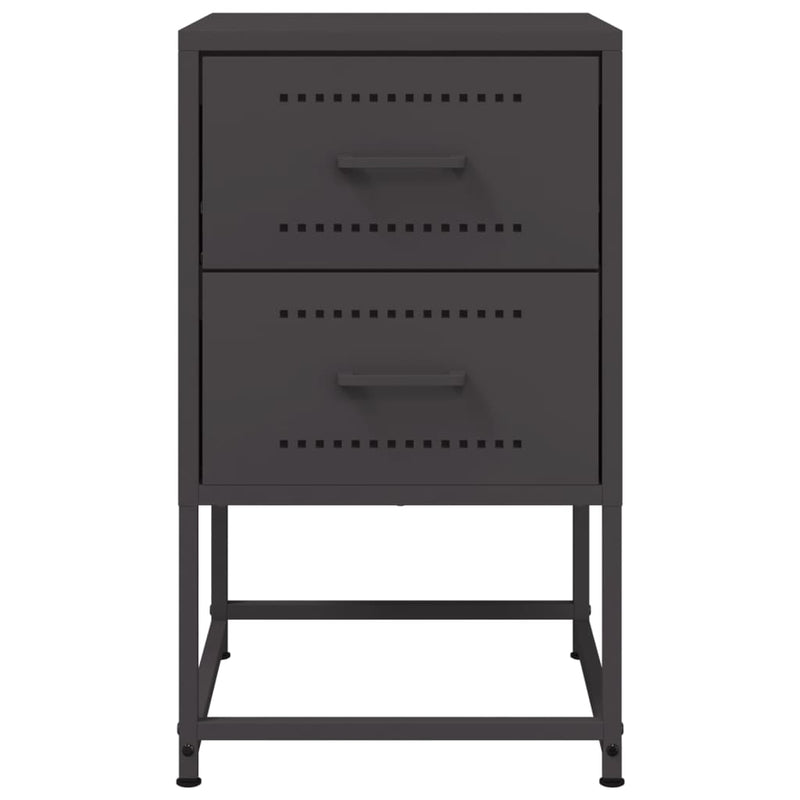 vidaXL 2 db fekete acél éjjeliszekrény 36x39x60,5 cm