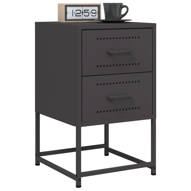 vidaXL 2 db fekete acél éjjeliszekrény 36x39x60,5 cm