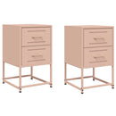 vidaXL 2 db rózsaszín acél éjjeliszekrény 36x39x60,5 cm