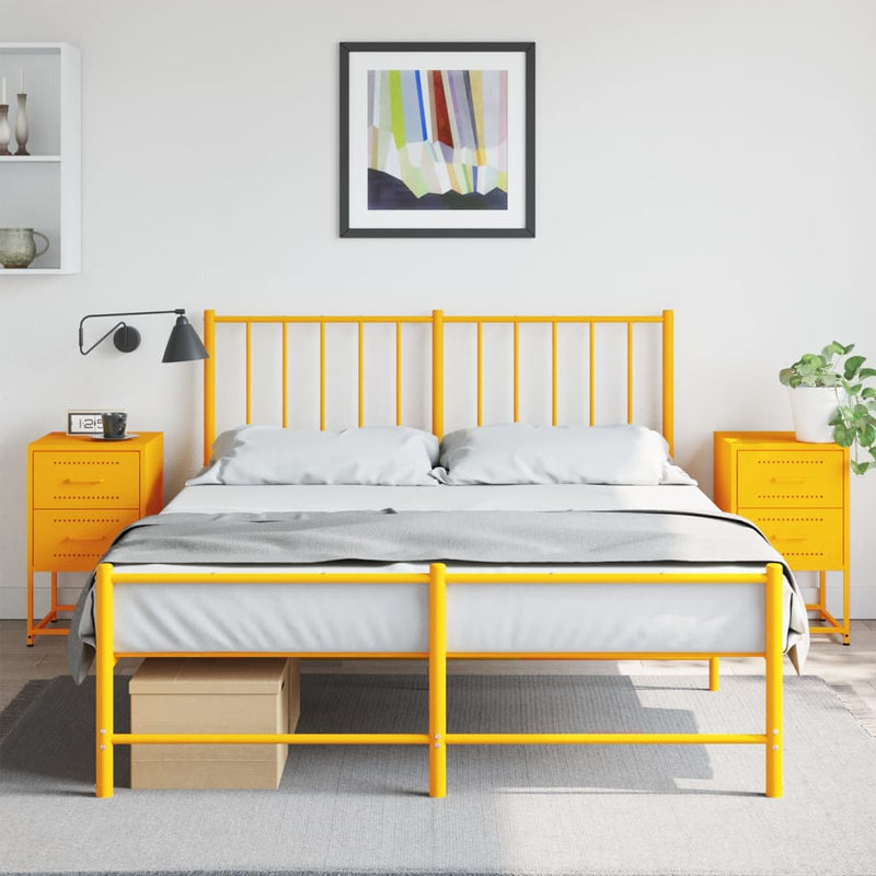 vidaXL 2 db mustársárga acél éjjeliszekrény 36x39x60,5 cm