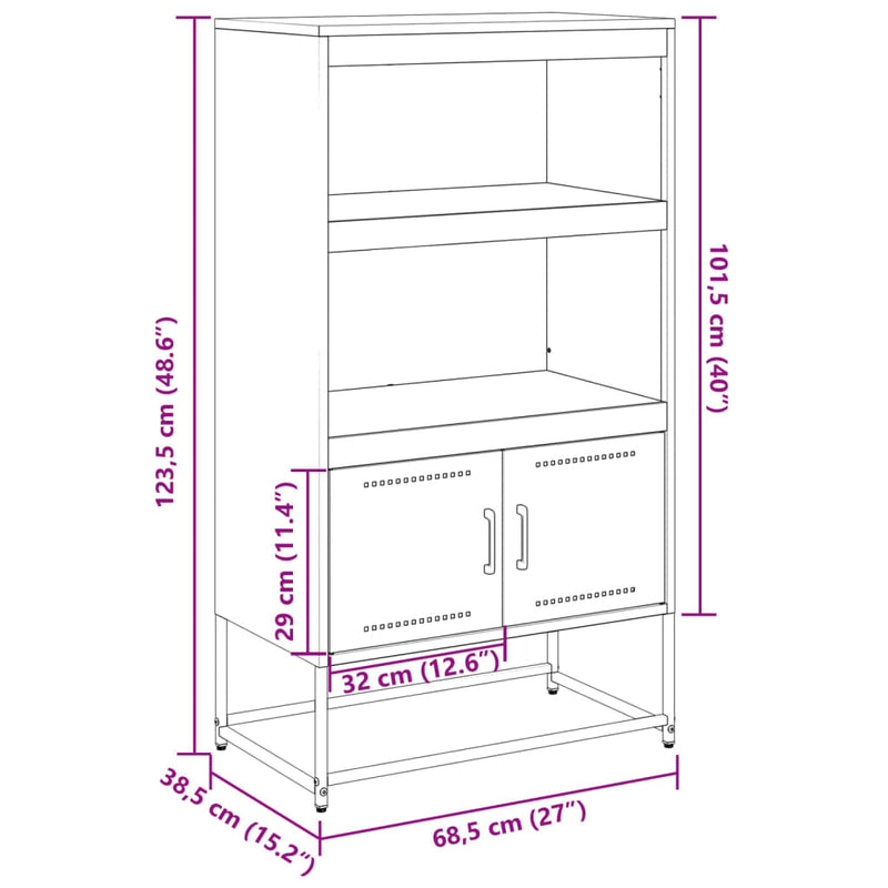 vidaXL mustársárga acél magasszekrény 68,5 x 38,5 x 123,5 cm