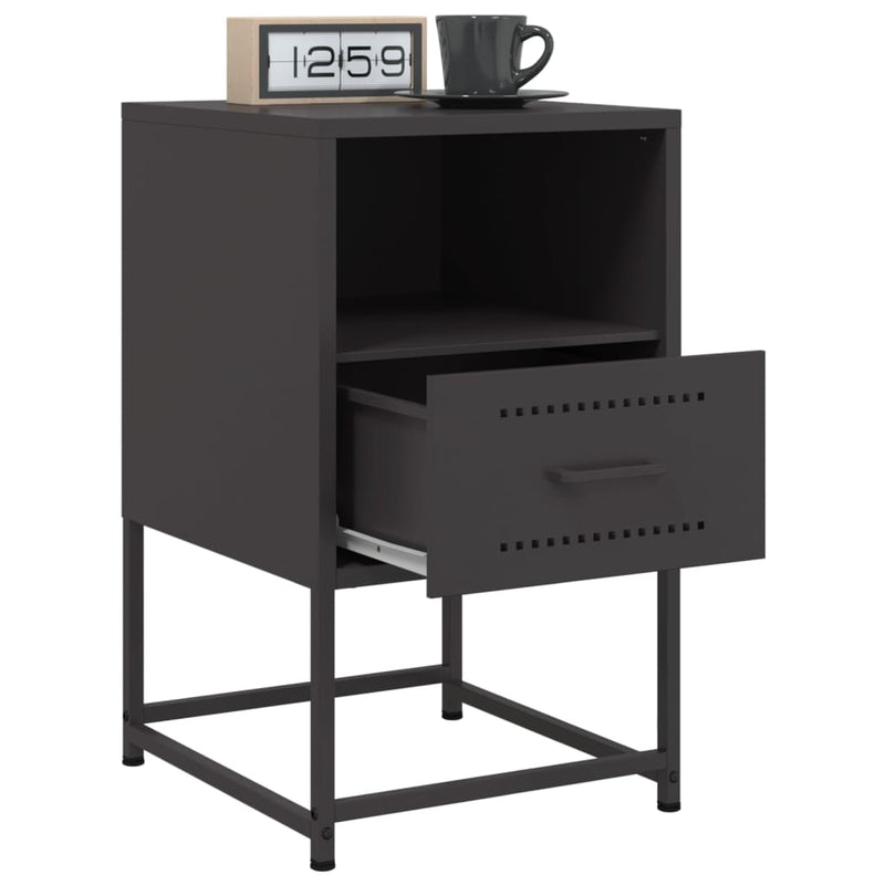 vidaXL 2 db fekete acél éjjeliszekrény 36x39x60,5 cm