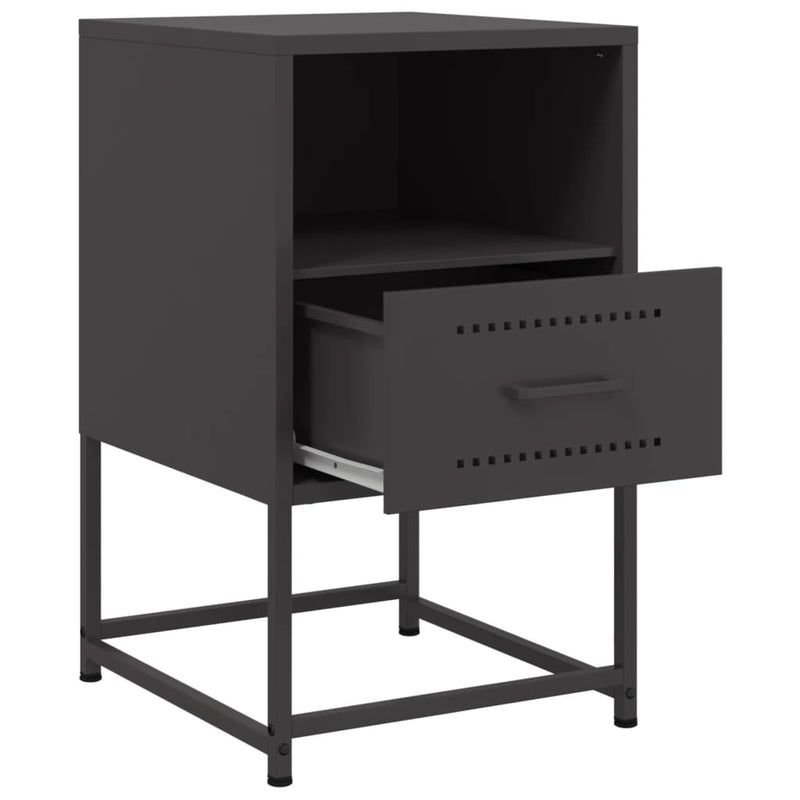 vidaXL 2 db fekete acél éjjeliszekrény 36x39x60,5 cm