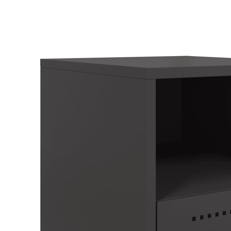 vidaXL 2 db fekete acél éjjeliszekrény 36x39x60,5 cm
