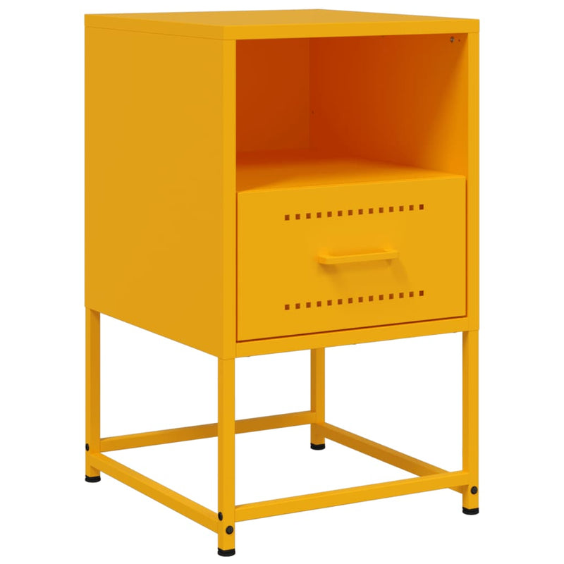 vidaXL 2 db mustársárga acél éjjeliszekrény 36x39x60,5 cm