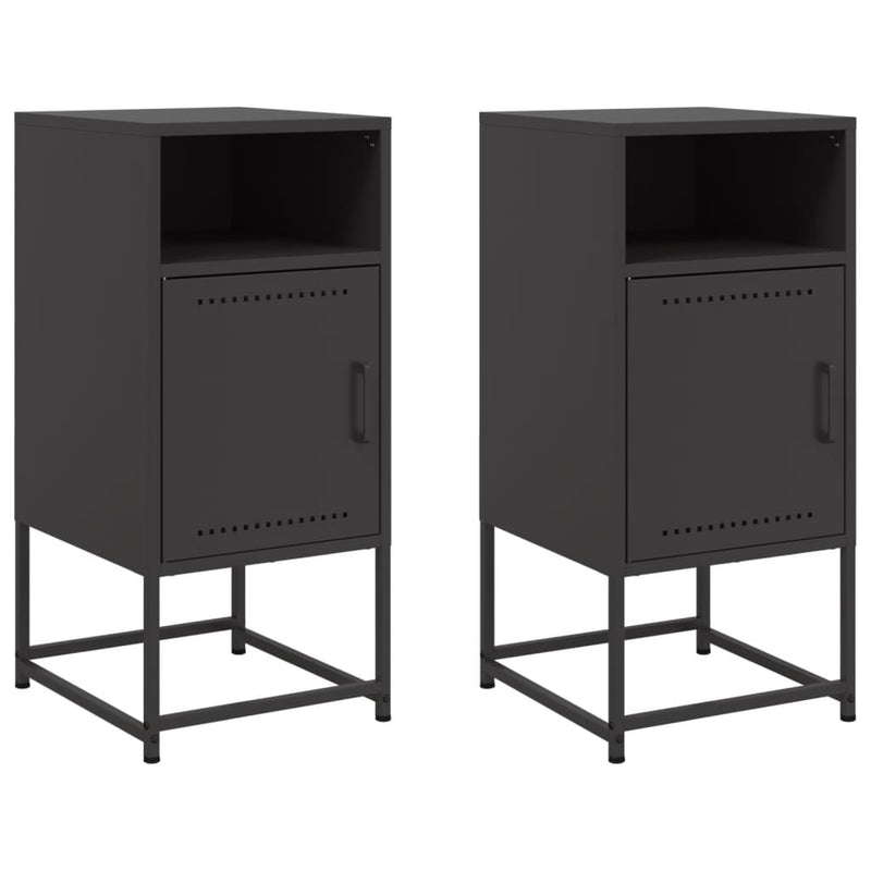 vidaXL 2 db fekete acél éjjeliszekrény 36 x 39 x 78 cm