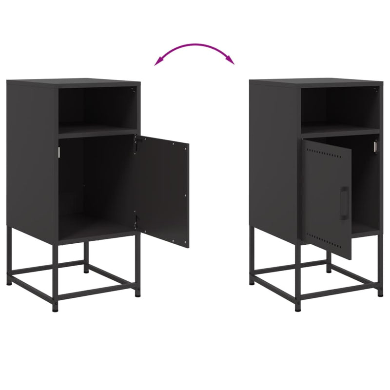vidaXL 2 db fekete acél éjjeliszekrény 36 x 39 x 78 cm
