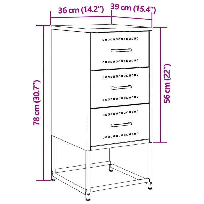 vidaXL 2 db mustársárga acél éjjeliszekrény 36 x 39 x 78 cm