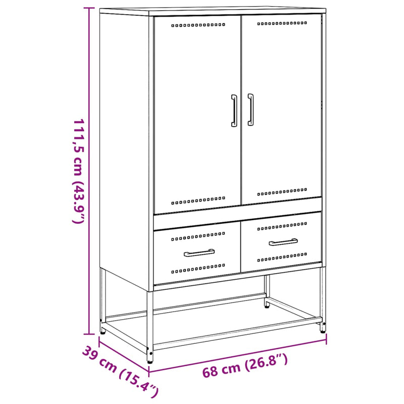 vidaXL fekete acél magasszekrény 68x39x111,5 cm