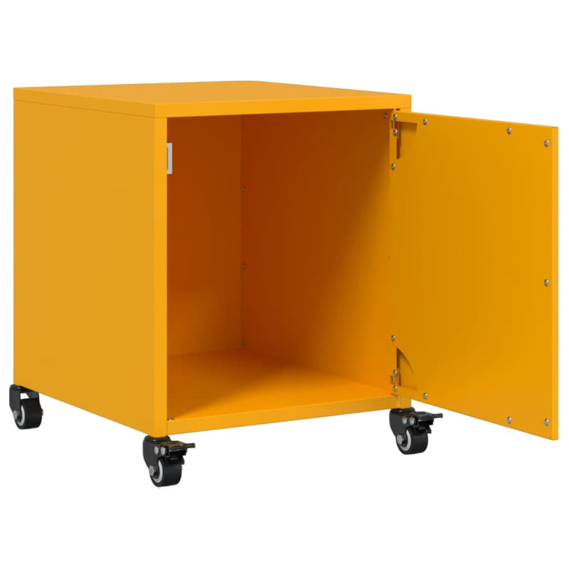 vidaXL 2 db mustársárga acél éjjeliszekrény 36x39x43,5 cm