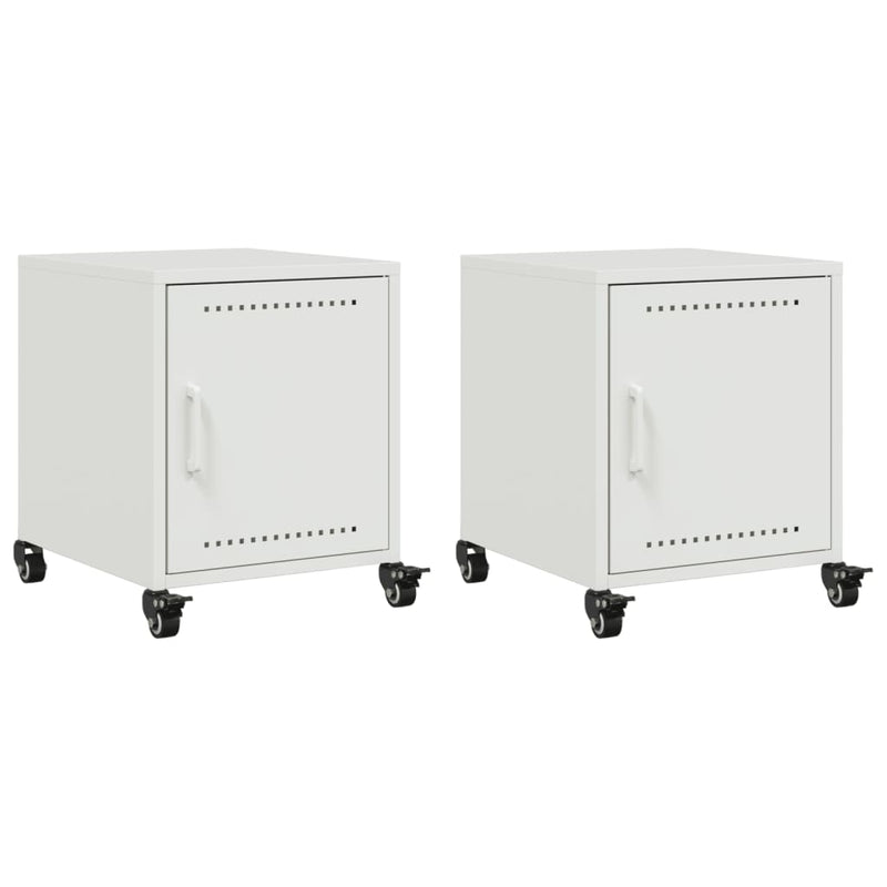 vidaXL 2 db fehér acél éjjeliszekrény 36x39x43,5 cm