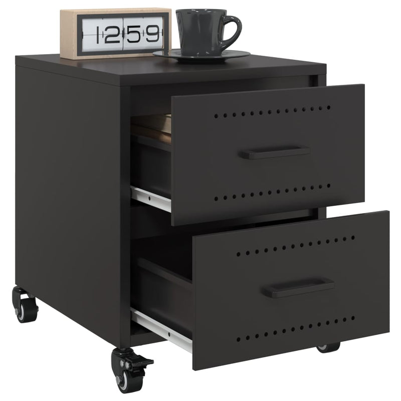vidaXL 2 db fekete acél éjjeliszekrény 36x39x43,5 cm